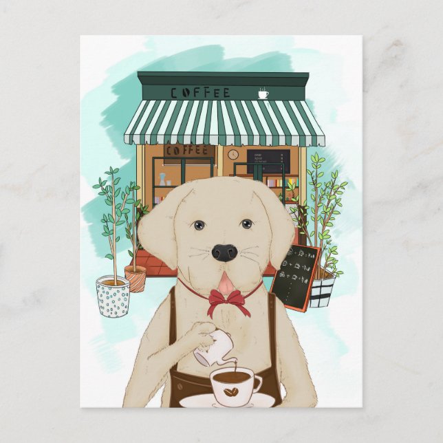 Meng Labrador Coffee Vykort (Framsida)