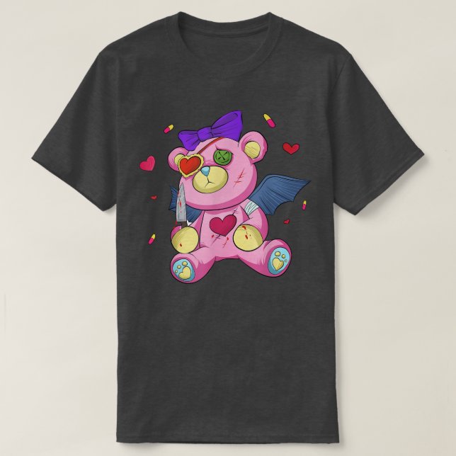Menhera chan Yami Kawaii Pastel Goth Harajuku Tedd T Shirt (Design framsida)