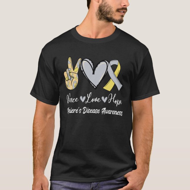 Meniere's Disease Awareness Peace Kärlek Hope Silv T Shirt (Framsida)