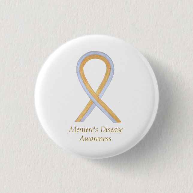 Meniere's Disease Awareness Ribbon Anpassningsbar  Knapp (Framsida)