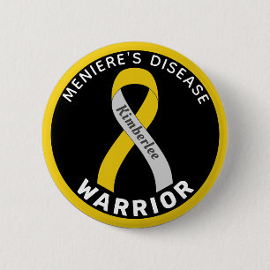 Meniere's Disease Warrior Ribbon Black Button Knapp