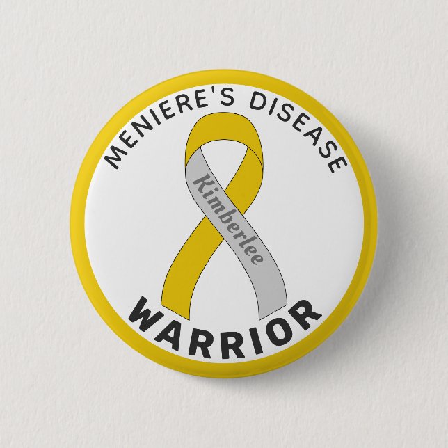 Meniere's Disease Warrior Ribbon White Button Knapp (Framsida)