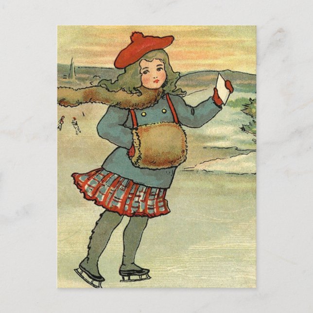 Menina Patinando Vykort (Framsida)