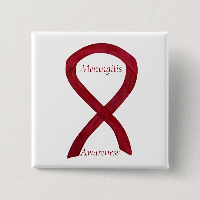 Meningitis Awareness Ribbon Anpassningsbar Art Sti Knapp (Framsida)