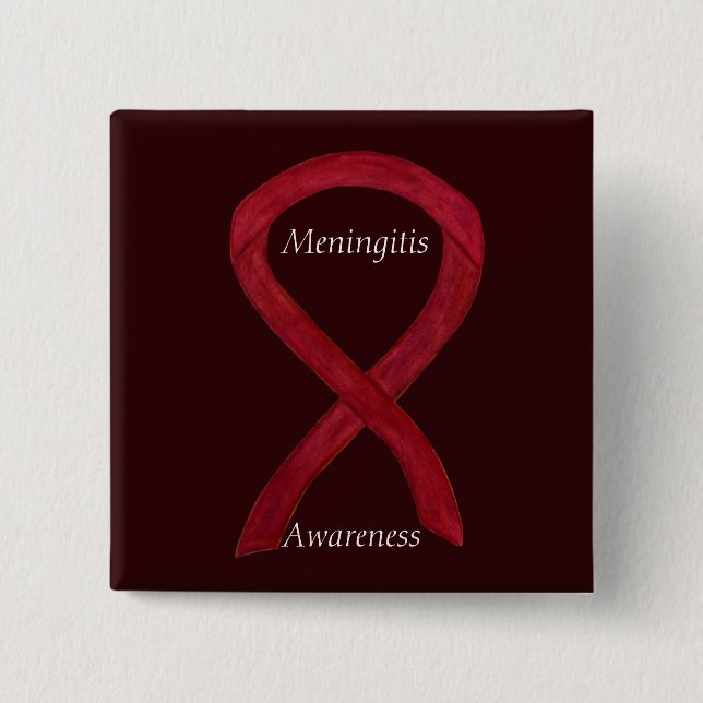 Meningitis Awareness Ribbon Anpassningsbar Art Sti Knapp (Framsida)