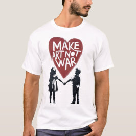 Meningsfullt hjärta "GÖR KONST INTE KRIG" med pojk T Shirt