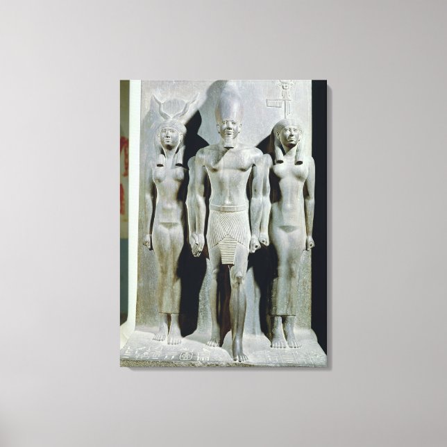 Menkaure-triad med gudinna Hathor Canvastryck (Framsida)