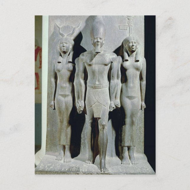 Menkaure-triad med gudinna Hathor Vykort (Framsida)