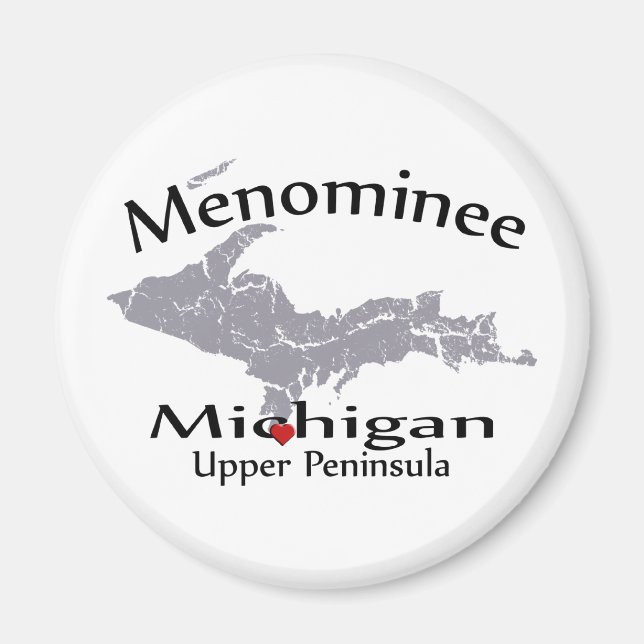 Menomine Michigan Heart Karta Design Magnet (Framsidan)