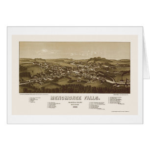 Menomonee Falls panorama- karta för WI - 1886 Hälsningskort