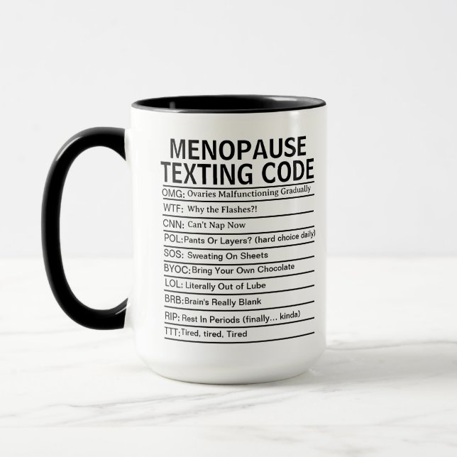 Menopause Texting Code, funny Perimenopause gift Mugg (Vänster)