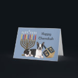 Menora Dreidel1 för Boston TerrierChanukah kort<br><div class="desc">Att minnas familjen och vänner under den Chanukah säsongen är ett underbart långt som ska hållas i handlag med folket som du älskar och att bry sig omkring. Jag skapade dessa hundChanukah kort med kärlek, och omsorg och I-förmiddagen någon, som älskar hundar, ska sure som, glädjas för att motta dem....</div>