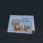 Menora Dreidel1 för taxChanukah kort<br><div class="desc">Att minnas familjen och vänner under den Chanukah säsongen är ett underbart långt som ska hållas i handlag med folket som du älskar och att bry sig omkring. Jag skapade dessa hundChanukah kort med kärlek, och omsorg och I-förmiddagen någon, som älskar hundar, ska sure som, glädjas för att motta dem....</div>