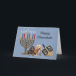 Menora Dreidel2 för taxChanukah kort<br><div class="desc">Att minnas familjen och vänner under den Chanukah säsongen är ett underbart långt som ska hållas i handlag med folket som du älskar och att bry sig omkring. Jag skapade dessa hundChanukah kort med kärlek, och omsorg och I-förmiddagen någon, som älskar hundar, ska sure som, glädjas för att motta dem....</div>