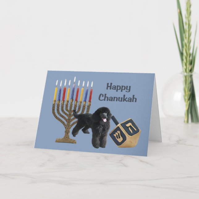 Menora Dreidel för pudelChanukah kort (Framsida)