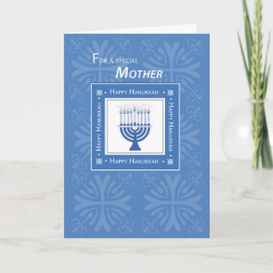 Menora för blått för morHanukkah önskemål Helgkort