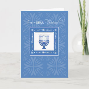 Menora för blått för vänHanukkah önskemål Helgkort