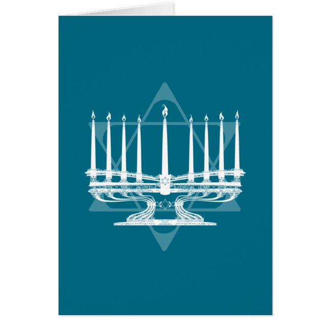 Menora- och stjärnadropp hälsningskort (Framsidan)