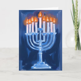 Menorah Blå Hanukkah Helgkort