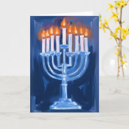 Menorah Blå Hanukkah Kort