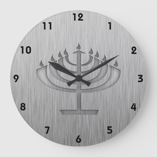 Menorah; Brushed metall-look Stor Klocka (Framsida)