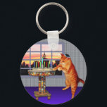 Menorah Cat Nyckelring<br><div class="desc">Så katten är ett rödhårig han är Ashkenazi! Och det är solnedgången så att han sätter på sin kippah,  tänder ljusen och säger böner och minns att ett Underbart Miracle hände där.</div>
