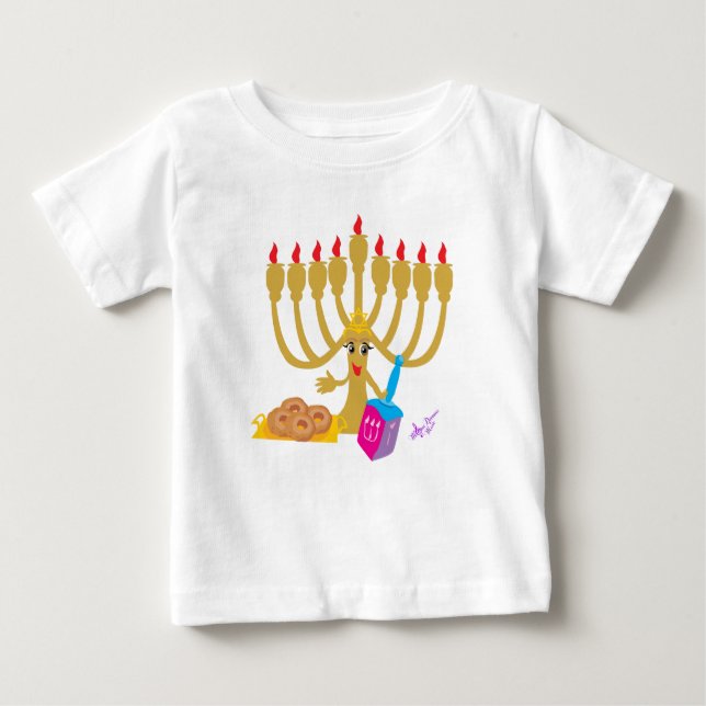 Menorah & Dreidel Småbarn Longtärmade Flowy Shirt Tröja (Framsida)