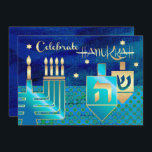 Menorah & Dreidels Hanukkah Firande Inbjudningar<br><div class="desc">Firar Hanukkah. Elegant Festive Gold Foil Menorah och Dreidels Design Hannukah Firande / Hanukkah Middagsinbjudningar med personlig text. Matchningskort och gåvor finns tillgängliga i de judiska Helgdagarna/Hanukkah-kategorin i vår butik.</div>