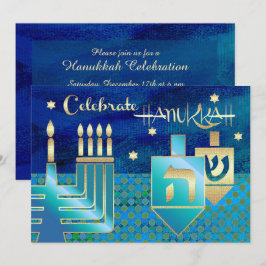 Menorah & Dreidels Hanukkah Firande Inbjudningar