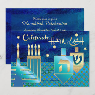 Menorah & Dreidels Hanukkah Firande Inbjudningar