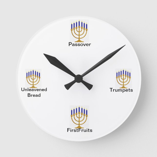Menorah Feast Days Wall Clock Rund Klocka (Framsida)