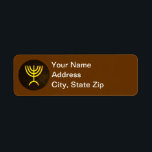 Menorah Flame Returadress Etikett<br><div class="desc">En digital återgivning av den judiska sjukanta menorah (Hebreiska: מְ נ וֹ רָ ה ‎). Den sjukanta menorah som används i den portabla fristad som Moses upprättade i vildmarken och senare i Temple i Jerusalem har varit en symbol för judendomen sedan urminnes tider och är symbolen för den moderna israeliska...</div>