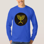 Menorah Flame T-shirt<br><div class="desc">En digital återgivning av den judiska sjukanta menorah (Hebreiska: מְ נ וֹ רָ ה ‎). Den sjukanta menorah som används i den portabla fristad som Moses upprättade i vildmarken och senare i Temple i Jerusalem har varit en symbol för judendomen sedan urminnes tider och är symbolen för den moderna israeliska...</div>