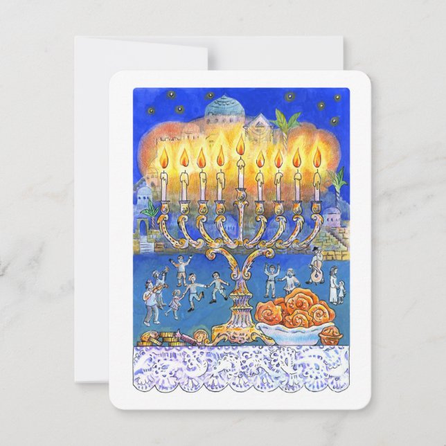 Menorah Greeting Card - Judiska festivalen i Ljus Julkort (Framsida)