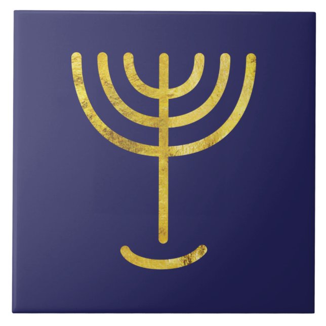 Menorah Guld-look på flottan Kakelplatta (Framsidan)