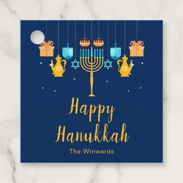 Menorah Hannuka-fest  Gåvor Etiketter (Framsida)