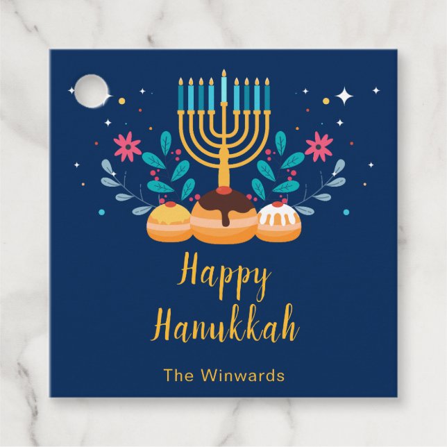 Menorah Hannukah-fest  Gåvor Etiketter (Framsida)