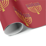 Menorah Hanukkah Blue Candles Teckning Helgdag Red Presentpapper<br><div class="desc">Faux guld-foil menorah-ljus för Hanukkah firande på champagnebakgrunden färgad. Den vismliga menorahillustrationen med vita stjärnor täckte celestialljus på ett fingerat guld-menorahstativ. Menorah elegant Starry bröllop Hanukkah illustrerade designgåvor och pappra produkter.</div>
