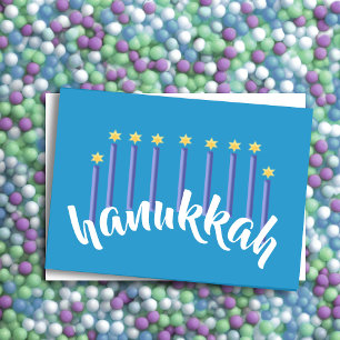 Menorah Hanukkah Candles Star of David Blue Helgkort