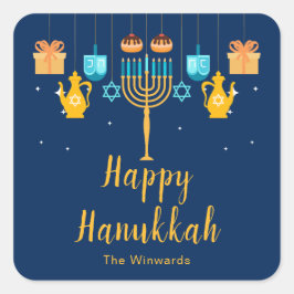 Menorah Hanukkah-fest-sticker Fyrkantigt Klistermärke