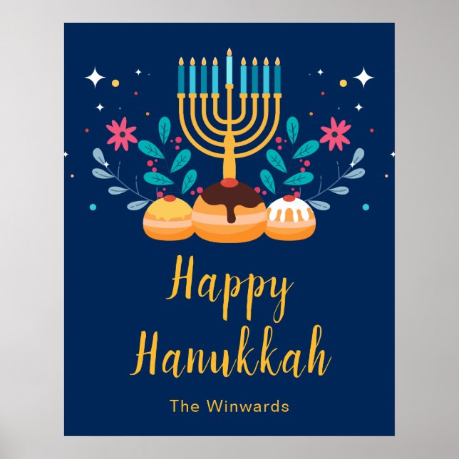Menorah Hanukkah-fest välkomstaffisch Poster (Framsidan)