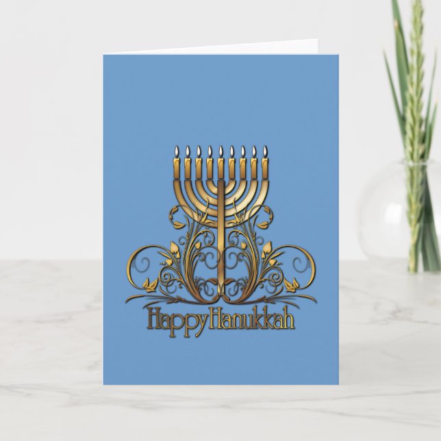Menorah Hanukkah Hälsning Helgkort (Framsida)