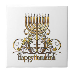 Menorah Hanukkah Hälsning Kakelplatta