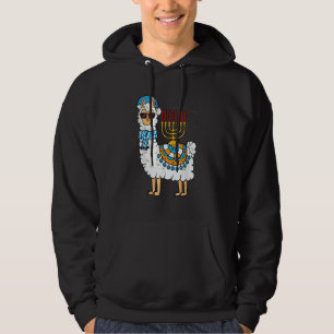 Menorah Hanukkah Lama Söt Alpaca Chanukah Hoodie