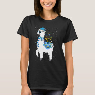 Menorah Hanukkah Lama Söt Alpaca Chanukah Kristus T Shirt
