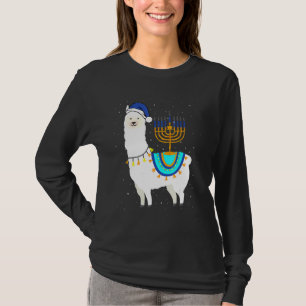 Menorah Hanukkah Lama Söt Alpaca Chanukah Kristus T Shirt
