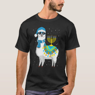 Menorah Hanukkah Lama Söt Alpaca Chanukah T Shirt