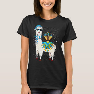 Menorah Hanukkah Lama Söt Alpaca Chanukah T Shirt