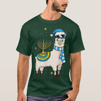 Menorah Hanukkah Llama Älskare Cute Alpaca Chanuka T Shirt