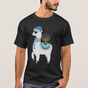 Menorah Hanukkah Llama Cute Alpaca Chanukah Kristu T Shirt